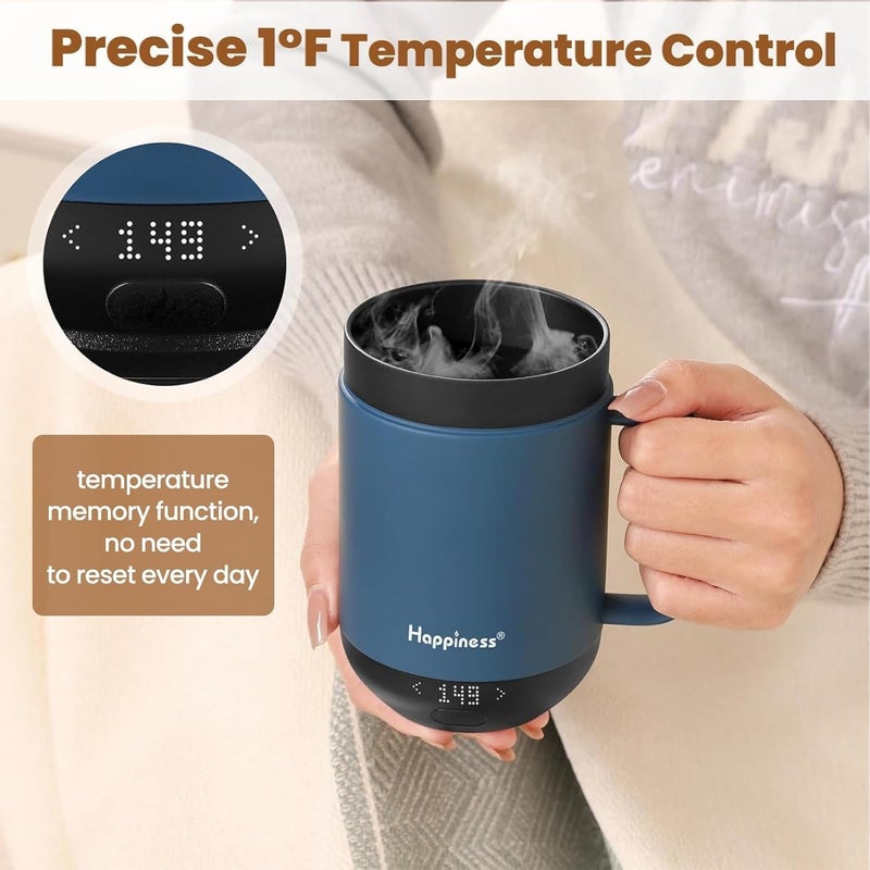 HAPPINESS Smart Heated Coffee Mug,16oz Rechargeable Electric Self Heating Temperature Control Coffee Cup - Image 2